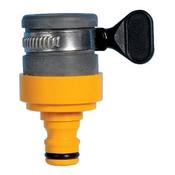 Hozelock Round Tap Connector, Size 18mm, Yellow, Stainless Steel Clip