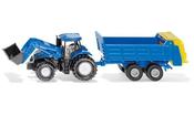 SIKU 1:87 Scale New Holland Tractor with Front Loader &amp; Manure Spreader - Durable &amp; Safe