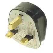Powermaster 13 Amp 3 Pin Plug top (Rubberised) Black | 1398-24