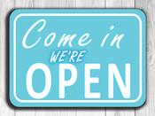 Blue Open Closed Sign - Store Signs – Rustic Vintage Business Sign, Full Color UV Print, Durable Aluminum Composite, Pre-Punched Holes for Mounting - 9-x-6