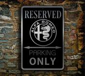 Alfa Romeo Reserved Parking Sign – Premium Brushed Metal, Indoor Outdoor Display, Automotive Logo Decor, Great Gift for Garage Owners image