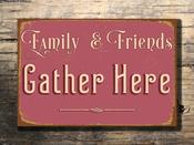 Family And Friends Sign – Vintage Aluminum Composite Wall Sign, Fade Resistant UV Print, Weather Ready Aluminum Composite, Indoor Outdoor Ready image