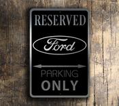 Ford Reserved Parking Sign – Brushed Metal Finish, Indoor Outdoor Ready, Brand Logo Artwork, Great Gift for Garage Owners image