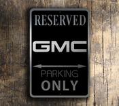 GMC Parking Only Sign - GMC Signs – Brushed Metal Finish, Indoor Outdoor Ready, Official Logo Design, Unique Garage Wall Decor image