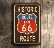 Highway Route 66 Sign – Thoughtful Gift, Vintage Metal Sign, Full Color UV Print, Weather Ready Aluminum Composite, Indoor Outdoor Use image