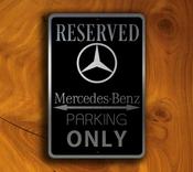 Mercedes Parking Only Sign – Brushed Metal Finish, Indoor Outdoor Ready, Brand Logo Artwork, Great Gift for Garage Owners image