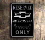 Chevrolet Parking Only Sign - Chevrolet Signs – Brushed Metal Finish, Indoor Outdoor Ready, Automotive Logo Decor image