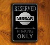 Nissan Parking Only Sign – Premium Brushed Metal, Indoor Outdoor Ready, Official Logo Design, Perfect Man Cave Decor image