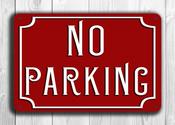 No Parking Sign - Vintage Red No Parking Sign – Vintage Style Metal Parking Sign, Full Color UV Print, Durable Aluminum Composite – Vintage Commercia image