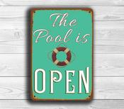 Pool Is Open Sign – Home Decor Metal Sign, UV Protected Full Color Print, Swimming Pool Signage,Weather Ready Aluminum Composite, Indoor Outdoor Use image