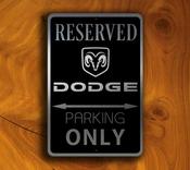 Dodge Parking Only Sign - Dodge Garage Signs – Premium Brushed Metal, Indoor Outdoor Ready, Official Logo Design image