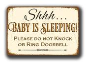 Shhh Baby Is Sleeping Sign –  Decorative Wall Sign, Quiet Sign, UV Protected Full Color Print, Weather Ready Aluminum Composite, Indoor Outdoor Use,