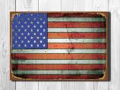 USA Flag Sign –  Stars and Stripes Decor, Vintage Style Signage, Entryway Décor, UV Protected Print, Inddo/Outdoor Use, Patriotic United States Plaque
