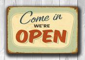Retro Style Open Sign – Classic Vintage Wall Sign, Full Color UV Print, Durable Aluminum Composite, Pre-Punched Holes for Mounting - 9-x-6 image