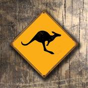 Kangaroo Sign - Yellow Kangaroo Xing Signs – Australian Décor, Aluminum Composite Wall Art, Full Color UV Protected Print, Indoor Outdoor Use image