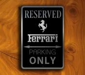 Ferrari Parking Only Sign - Ferrari Signs – Brushed Metal Finish, Indoor Outdoor Display, Automotive Logo Decor, Car Lover Gift Idea image