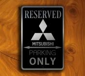 Mitsubishi Parking Only Sign - Mitsubishi Signs – Brushed Metal Finish, Indoor Outdoor Display, Brand Logo Artwork, Perfect Man Cave Decor image