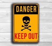 Danger Keep Out Sign - Danger Signs – Classic Vintage Wall Sign, Full Color UV Print, Weatherproof Aluminum Composite, Two Pre-Drilled Mounting Holes image