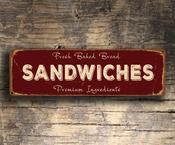 Sandwiches Sign - Restaurant Signs – Vintage Style, Full Color UV Protected Print, Weatherproof Waterproof Aluminum Composite, Indoor Outdoor Use image