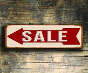SALE SIGN - Directional Sale Sign – Vintage Style Metal Sign, Full Color UV Protected Print, Durable Aluminum Composite -  / 20-x-6-inches image