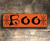 Boo Sign - Halloween Party Signs – Vintage Decorative Wall Plaque, UV Protected Color Print, Durable Aluminum Composite, Indoor Outdoor Ready image