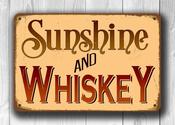 Sunshine and Whiskey Sign – Custom Metal Bar Decor, Vintage Style Pub Signage, Man Cave Wall Art, Indoor Outdoor Beer Garden Decor, Home Bar Gift