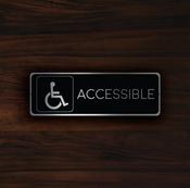 Accessible Restroom Sign – Rustic Vintage Business Sign, Full Color UV Protected Print, Weatherproof Aluminum Composite - 12-x-4-inches image