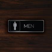Modern Mens Restroom Door Sign – Retro Business Wall Sign, UV Protected Full Color Print, Aluminum Composite, Easy Install Punched Holes - 12-x-4-inches image