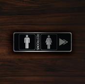 Modern Restroom Door Sign – Vintage Style Metal Sign, Full Color UV Print, Fade Resistant Outdoor Safe Aluminum Composite, Punched Holes Easy Mount - 12-x-4-inches