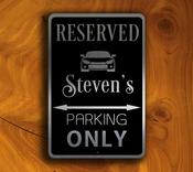 Personalized Reserved Parking Sign - Custom Name Brushed Metal Garage Decor, Bespoke Outdoor Wall Art, Unique Gift for Car Owners - 16-x-12 image