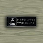 Please wash your hands sign – Classic Vintage Wall Sign, Full Color UV Protected Print, Weatherproof Aluminum Composite - 18-x-6-inches image