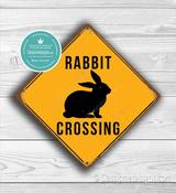 Rabbit Crossing Sign – Yellow Xing Signs, Rabbits Plaque, UV Protected Color Print, Weather Ready Aluminum Composite, Easy Mount Pre-Drilled Holes image