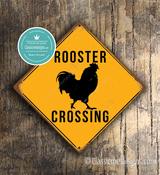 Rooster Crossing Sign – Yellow Xing Signs, Decorative Wall Plaque, UV Protected Color Print, Weather Ready Aluminum Composite, Indoor Outdoor Use image