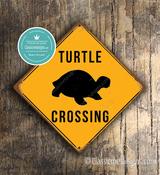 Turtle Crossing Sign – Yellow Xing Sign, Vintage Decorative Wall Plaque, UV Protected Color Print, Durable Aluminum Composite, Indoor Outdoor Use image