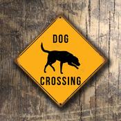 Dog Crossing Sign – Dog Xing, Decorative Wall Plaque, UV Protected Color Print, Weather Ready Aluminum Composite, Pre-Drilled Holes for Easy Mounting image