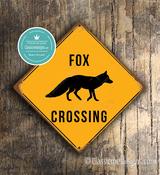 Fox Crossing Sign – Fox Xing Wall Plaque, UV Protected Color Print, Weather Ready Aluminum Composite, Easy Mount Pre-Drilled Holes image