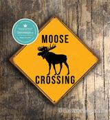 Moose Crossing Sign – Moose Xing Signs, Weather Ready Aluminum Composite, Indoor Outdoor Use, Easy Mount Pre-Drilled Holes image