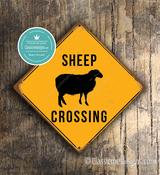 Sheep Crossing Sign – Farm Decor, Full Color UV Protected Print, Indoor Outdoor Ready, Pre-Drilled Holes for Easy Mounting image