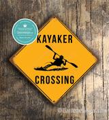 Kayaker Crossing Sign – Kayaking Gifts, Xing Signs, UV Protected Color Print, Durable Aluminum Composite, Indoor Outdoor Use image