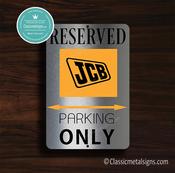 JCB Parking Only Sign – Gift for Tractor Owner, Premium Brushed Metal, Indoor Outdoor Ready, Automotive Logo Decor image
