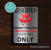 Massey Ferguson Parking Only Sign – Gift for Tractor Owner, Brushed Metal Finish, Indoor Outdoor Ready, Official Logo Design, Car Lover Gift Idea image