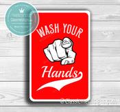 Wash Hands Sign – Metal Bathroom Wall Signs, UV Protected Waterproof and Fade Resistant Plaque, Vintage Style Bathroom Décor image