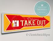 Take Out Directional Sign – Vintage Style, Full Color UV Protected Print, All-Weather Aluminum Composite, Pre-Drilled Mounting Holes