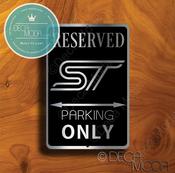 Ford ST Parking Only Sign – Brushed Metal Finish, Indoor Outdoor Display, Official Logo Design, Car Lover Gift Idea image