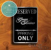 Gran Torino Parking Only Sign – Brushed Metal Finish, Indoor Outdoor Ready, Official Logo Design, Unique Garage Wall Decor image