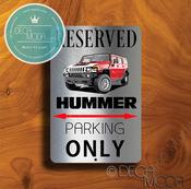 Hummer Parking Only Sign – Premium Brushed Metal, Indoor Outdoor Ready, Official Logo Design, Car Lover Gift Idea image
