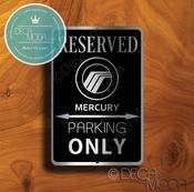 Mercury Parking Only Sign – Premium Brushed Metal, Indoor Outdoor Display, Official Logo Design, Unique Garage Wall Decor image