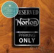 Norton Parking Only Sign – Premium Brushed Metal, Indoor Outdoor Display, Automotive Logo Decor, Great Gift for Garage Owners image