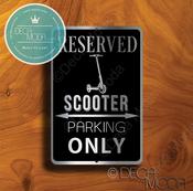 Scooter Parking Only Sign – Brushed Metal Finish, Indoor Outdoor Display, Official Logo Design, Car Lover Gift Idea image