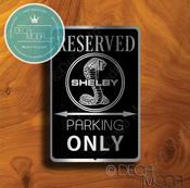 Shelby Parking Only Sign – Brushed Metal Finish, Indoor Outdoor Ready, Automotive Logo Decor image